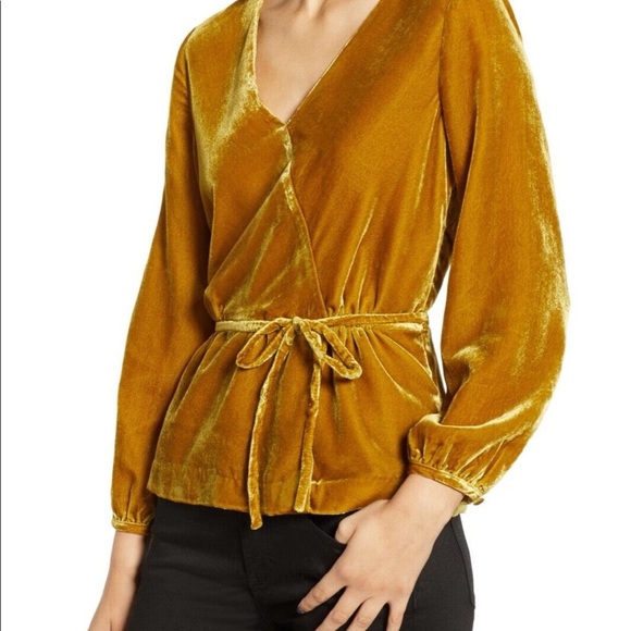 NWT J Crew Faux Wrap Velvet Blouse - Picture 1 of 12